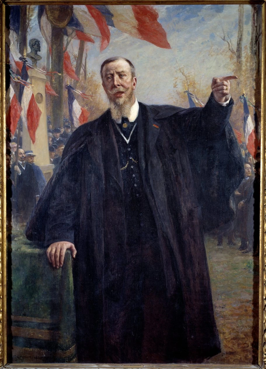 Paul Déroulède tiene un discorso davanti al monumento in memoria del pittore Henri Regnault, a Buzenval nel gennaio 1913 - Castello di Versailles